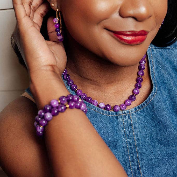 Rally Beaded Bracelet-Purple